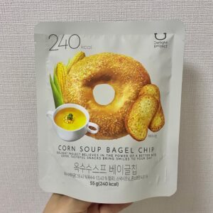 実食レポ】オリーブヤングのベーグルチップ！コーンスープ味 | たんと